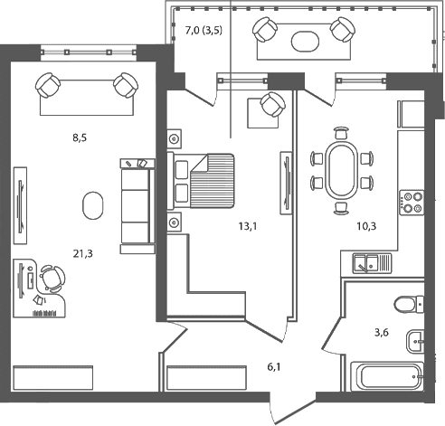 Продается 2-комн. квартира, 54.4 м²