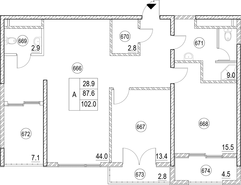Продается 2-комн. квартира, 94.7 м²