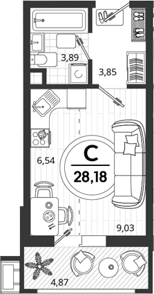 Продается 1-комн. квартира, 23.31 м²