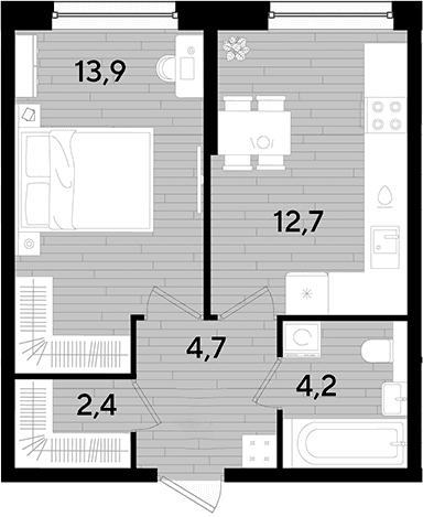 Продается 1-комн. квартира, 37.9 м²