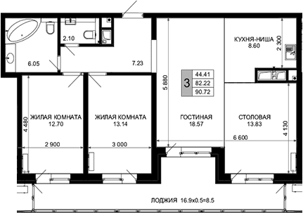 Продается 3-комн. квартира, 82.22 м²