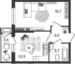 Продается 1-комн. квартира, 33.3 м²
