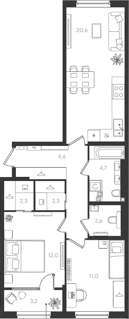 Продается 2-комн. квартира, 65.1 м²