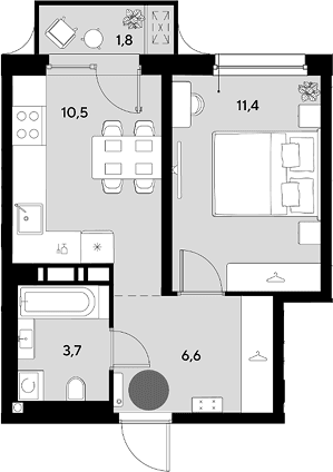 Продается 1-комн. квартира, 32.2 м²