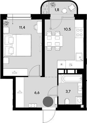 Продается 1-комн. квартира, 32.2 м²