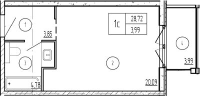 Продается 1-комн. квартира, 27.52 м²
