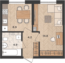 Продается 1-комн. квартира, 32.8 м²