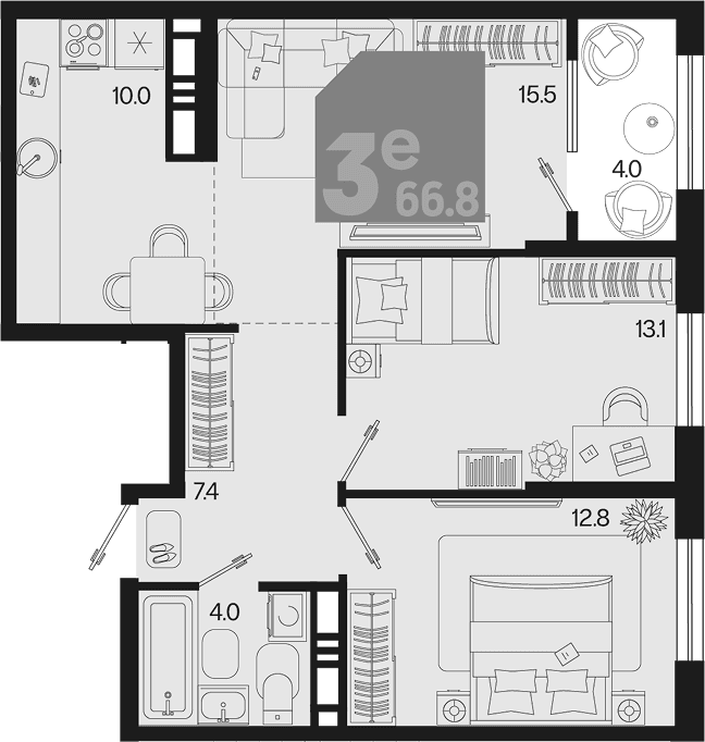 Продается 3-комн. квартира, 62.8 м²
