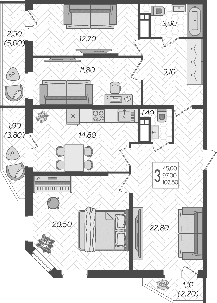 Продается 3-комн. квартира, 98 м²