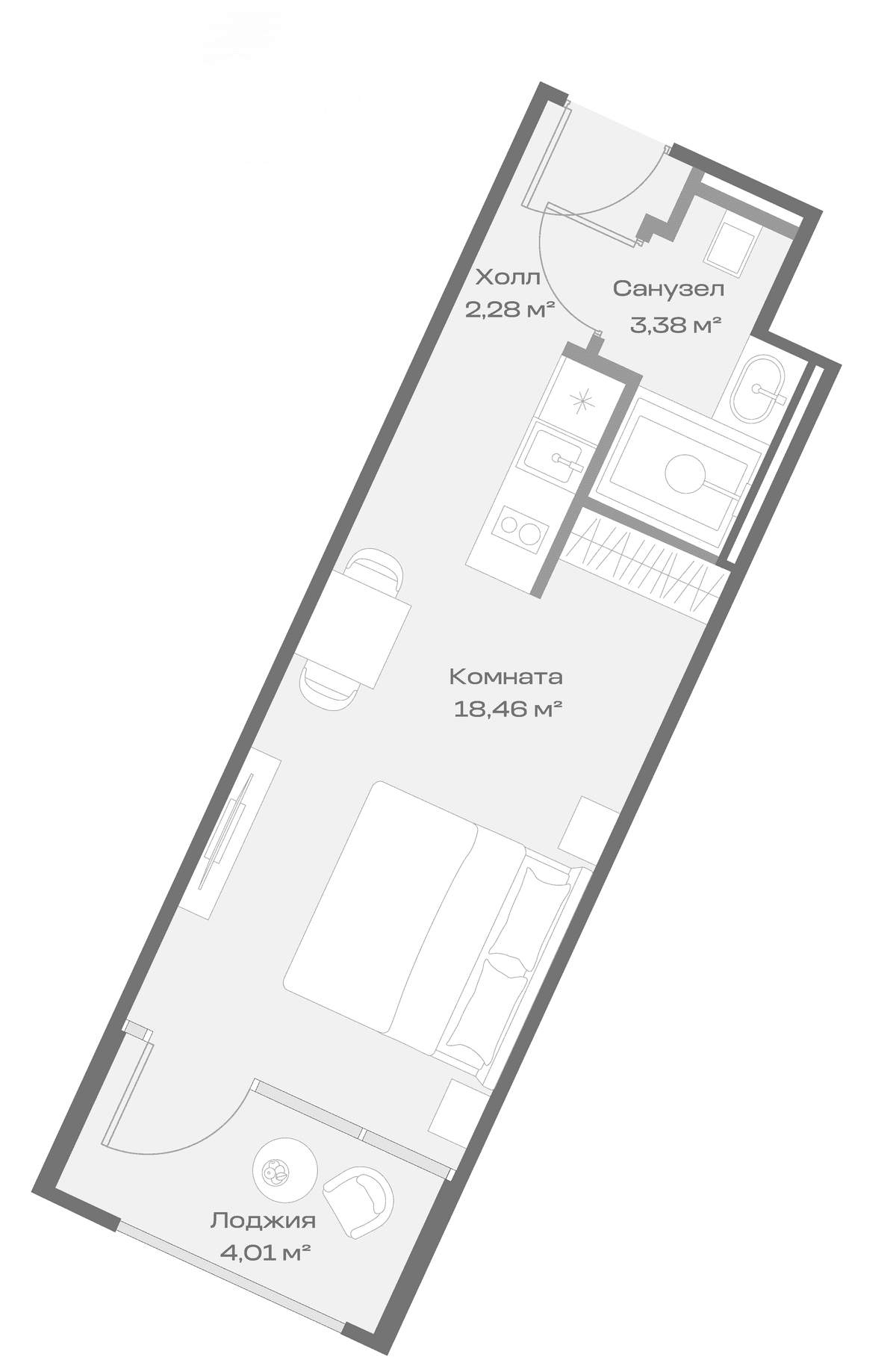 Продается 1-комн. квартира, 24.11 м²