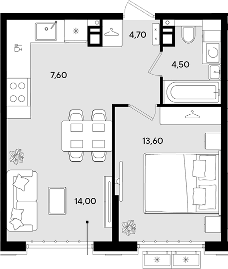 Продается 2-комн. квартира, 44.4 м²