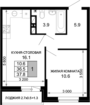 Продается 1-комн. квартира, 36.5 м²