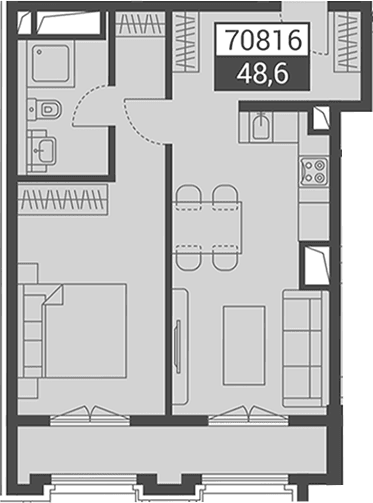 Продается 1-комн. квартира, 48.6 м²