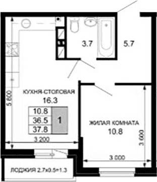 Продается 1-комн. квартира, 36.5 м²