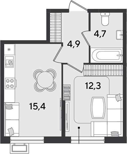 Продается 1-комн. квартира, 37.3 м²