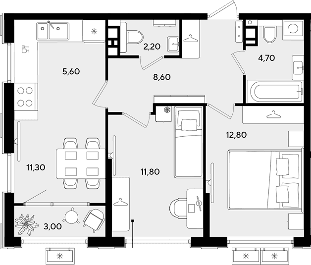 Продается 3-комн. квартира, 57 м²