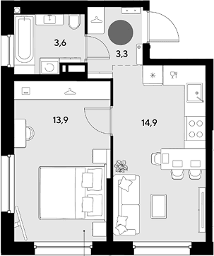 Продается 1-комн. квартира, 35.7 м²