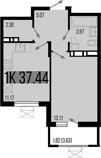 Продается 1-комн. квартира, 35.62 м²