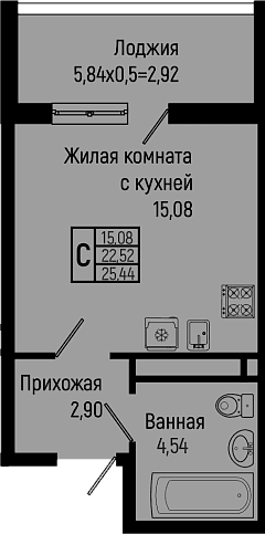 Продается 1-комн. квартира, 22.52 м²