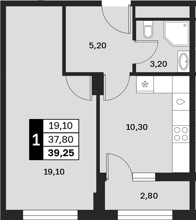 Продается 1-комн. квартира, 37.85 м²