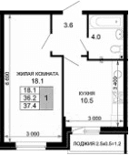 Продается 1-комн. квартира, 36.2 м²