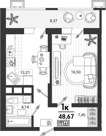 Продается 1-комн. квартира, 40.3 м²