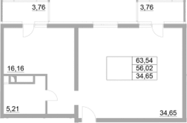 Продается 1-комн. квартира, 56.02 м²