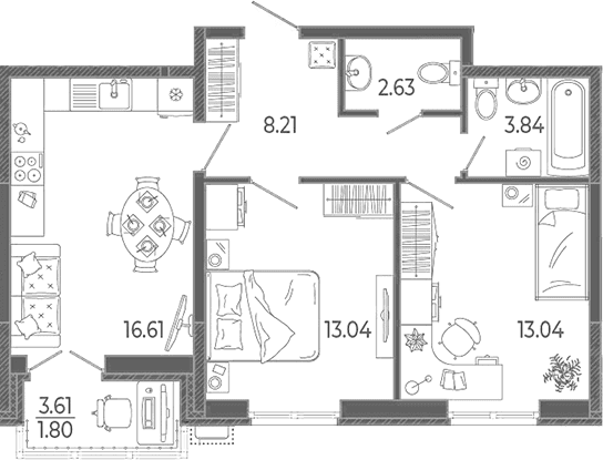 Продается 3-комн. квартира, 57.37 м²