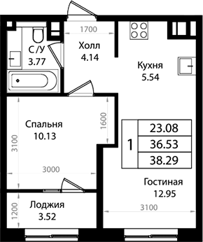 Продается 2-комн. квартира, 36.13 м²