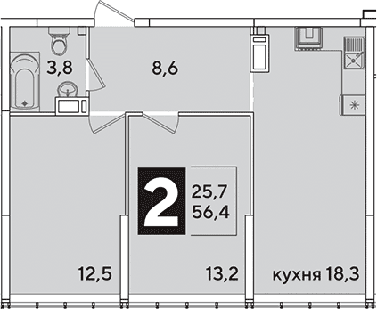 Продается 3-комн. квартира, 56.4 м²