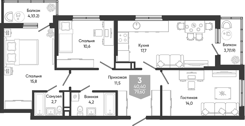 Продается 4-комн. квартира, 76.5 м²
