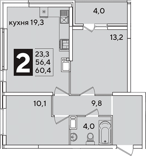 Продается 3-комн. квартира, 56.4 м²