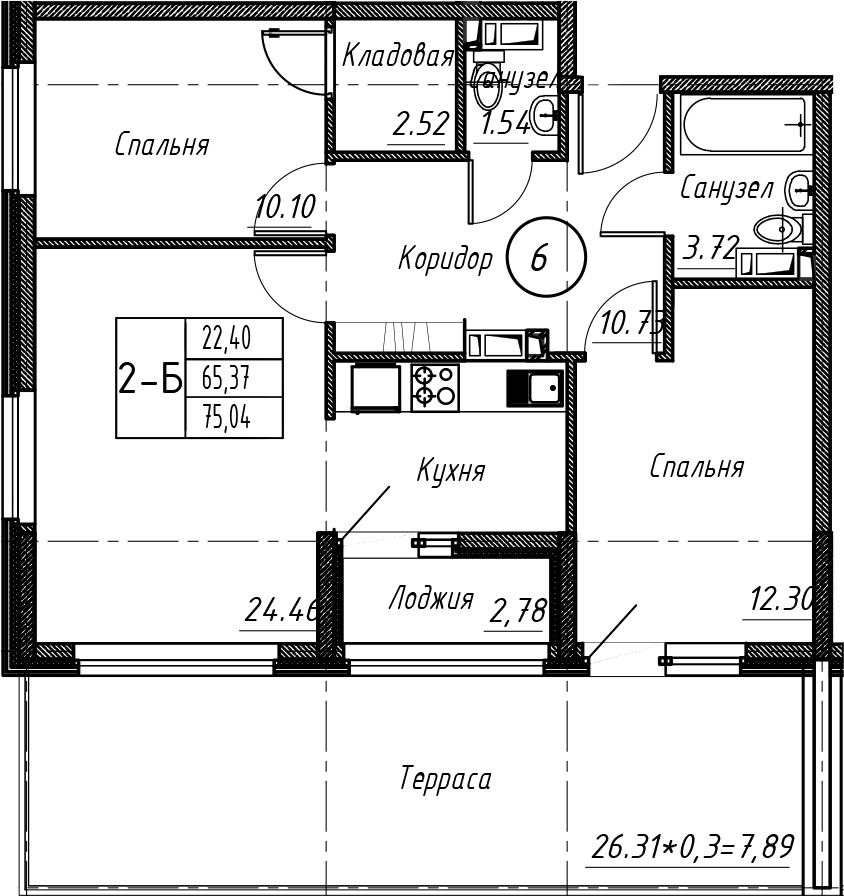 Продается 3-комн. квартира, 66.58 м²