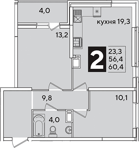 Продается 3-комн. квартира, 56.4 м²