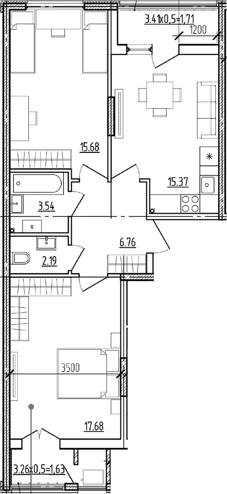 Продается 2-комн. квартира, 61.22 м²