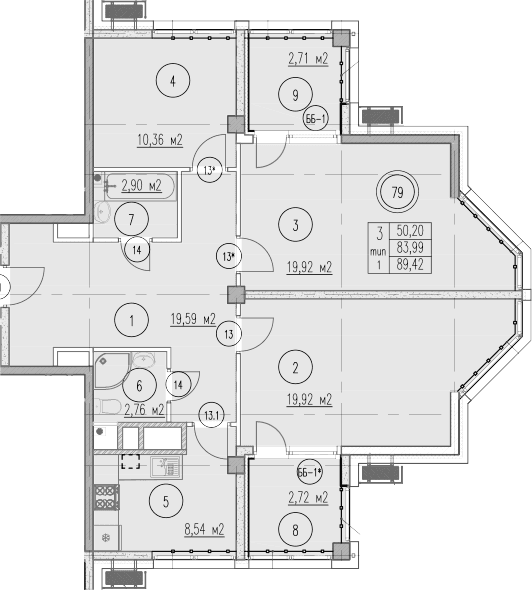 Продается 3-комн. квартира, 83.99 м²