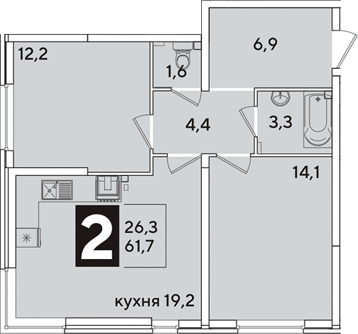 Продается 3-комн. квартира, 61.7 м²