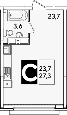 Продается 1-комн. квартира, 27.3 м²