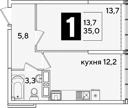 Продается 1-комн. квартира, 35 м²