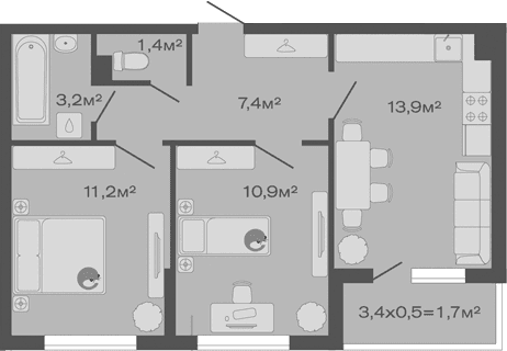 Продается 2-комн. квартира, 48 м²