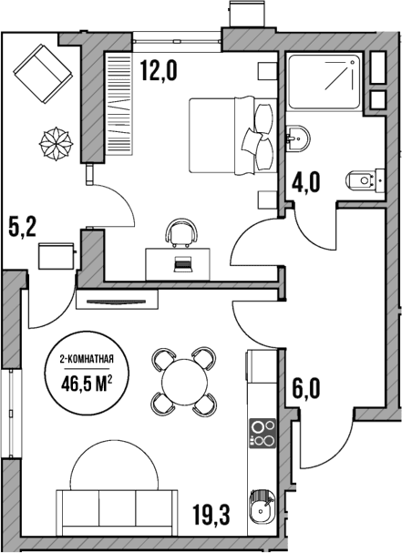 Продается 2-комн. квартира, 41.3 м²