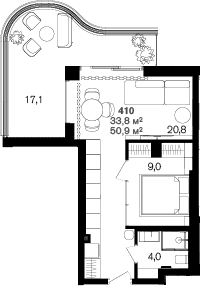 Продается 1-комн. квартира, 33.8 м²