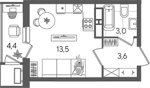 Продается 1-комн. квартира, 20.1 м²
