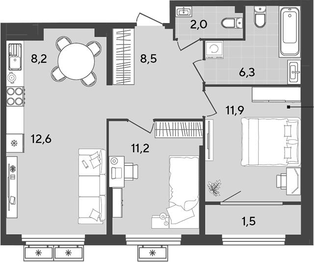 Продается 3-комн. квартира, 60.7 м²