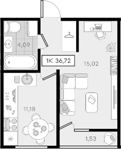 Продается 1-комн. квартира, 35.19 м²