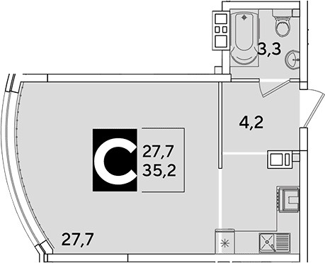 Продается 1-комн. квартира, 35.2 м²