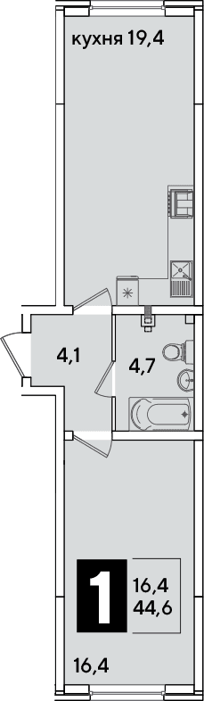 Продается 2-комн. квартира, 44.6 м²