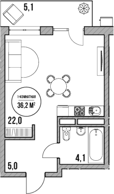 Продается 1-комн. квартира, 31.1 м²