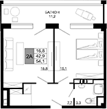 Продается 2-комн. квартира, 42.9 м²