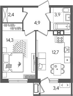 Продается 1-комн. квартира, 38.2 м²
